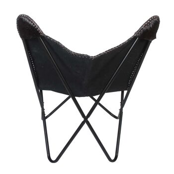Butterfly fauteuil papillon Naples noir blanc | Chaise rétro en cuir véritable avec structure en métal 10