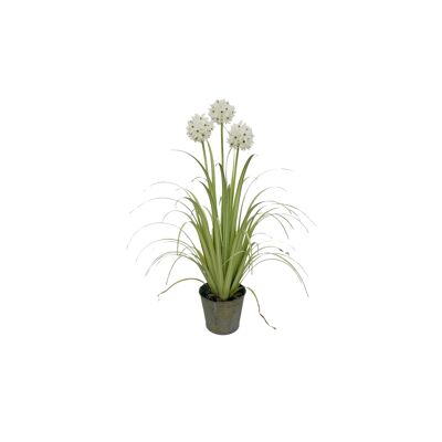 ARTIFICIAL AGAPANTHUS
 WHITE FLOWERS DS POT
 POT ZINC HT99CM AGAPANTH