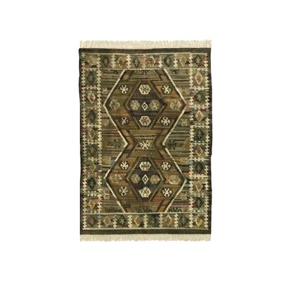 GREEN TONES COTTON RUG
 AND GRAY SHADES
 170 X240 CM ETHNIC