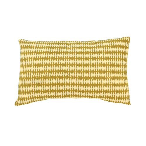 Coussin en coton imprimé
 coloris jaune moutarde
 30x50cm narmad