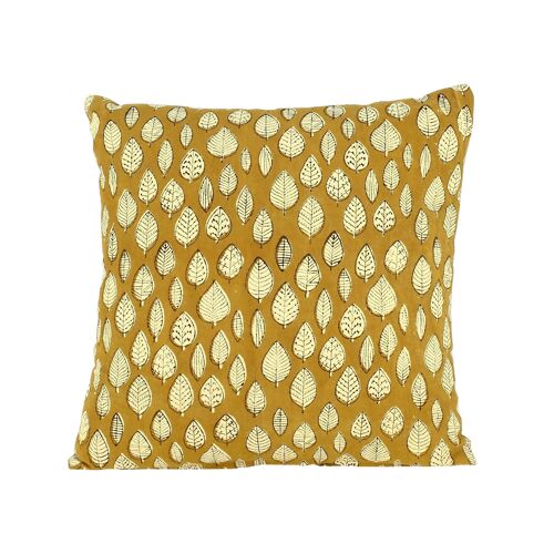 Coussin en coton imprimé
 coloris jaune moutarde
  40x40cm nilam