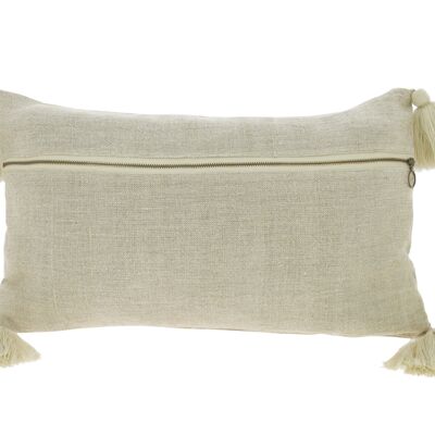 Coussin en lin /zip
 decoratif& pompons beige
 30x50cm disha