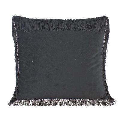 FRINGED VELVET CUSHION
 BLACK 40X40CM JERRY