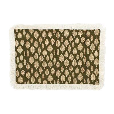 SET DI 4 TOVAGLIETTE IN
 COTONE VERDE CACHI CON
 FRANGE 43X28CM RIMINI