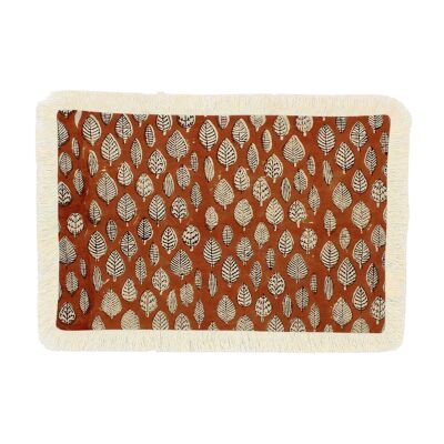 SET OF 4 PLACEMATS IN
 TERRACOTTA COTTON WITH
 FRINGES 43X28CM MALAGA