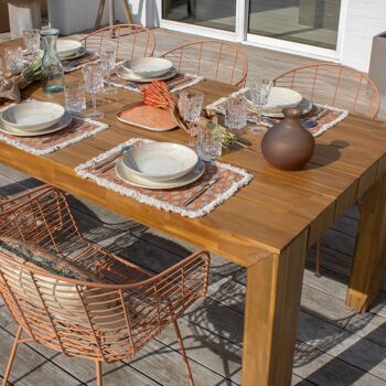 Lot 4 sets de table en
 coton terracotta avec
 franges 43x28cm malaga 3