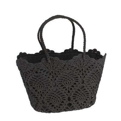 Panier en crochet souple
 noir 45x32x30cm mia