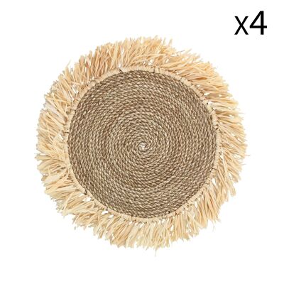 SET OF 4 PLACEMATS
 IN NATURAL RAFFIA -OAXA
