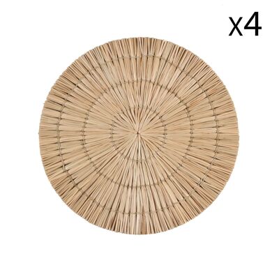 Lot de 4 sets de table
 en rotin-coloris naturel
 ø38 cm paros