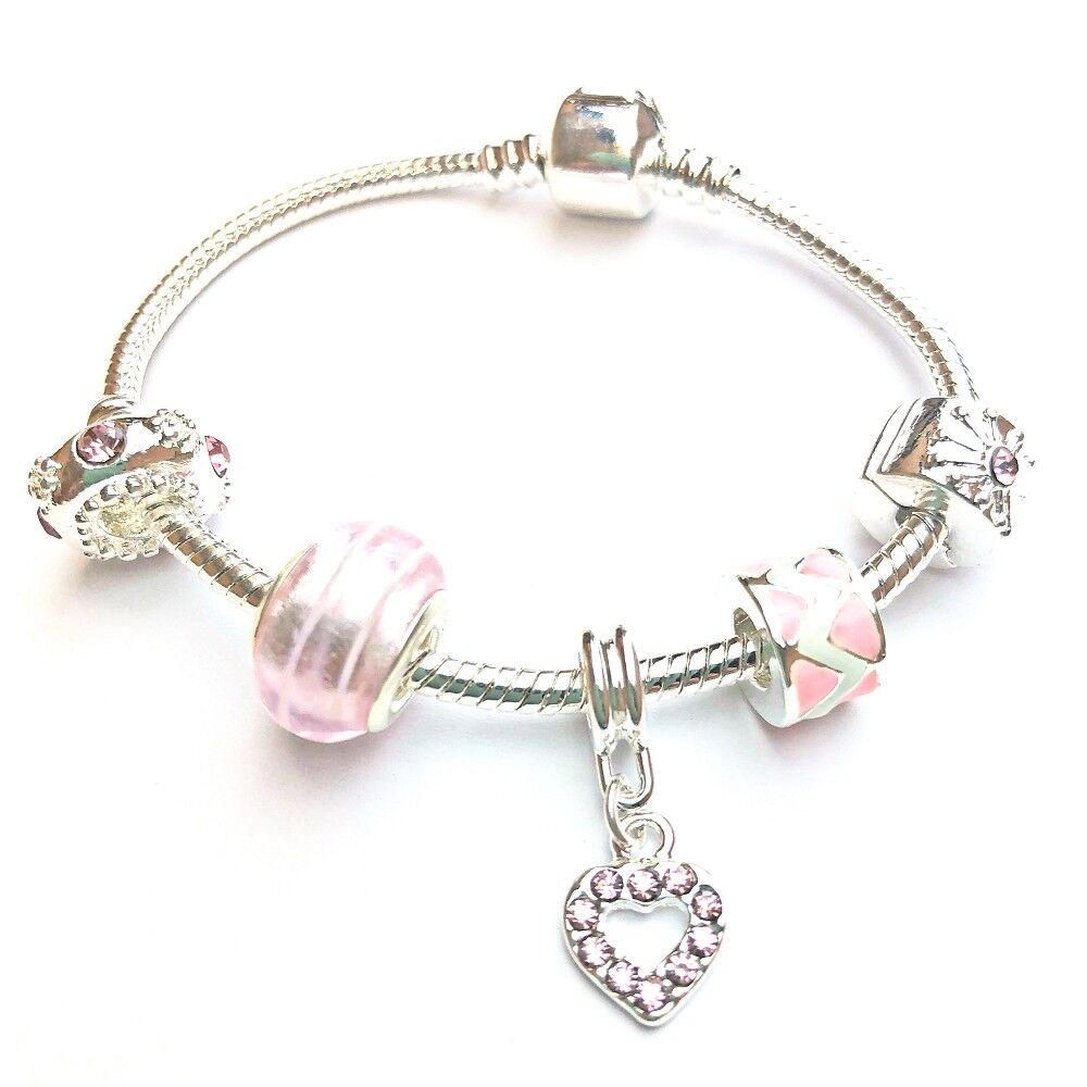 Buy wholesale Children's Pink 'Candy Heart' Silver Plated Charm