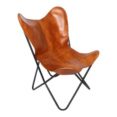 Butterfly Butterfly armchair Verona with real leather cover & metal frame | Retro chair lounge chair