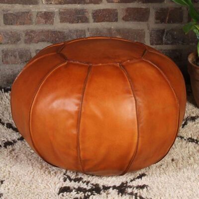 Leather pouf seat cushion Sadhana Orange Ø 52cm with filling