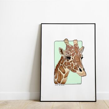 Carte postale & Affiche papier aquarelle - Girafe - Décoration murale - Illustration nature et animaux - Tirage d'art peinture 2