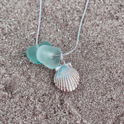 Sea glass Shell Necklace Silver