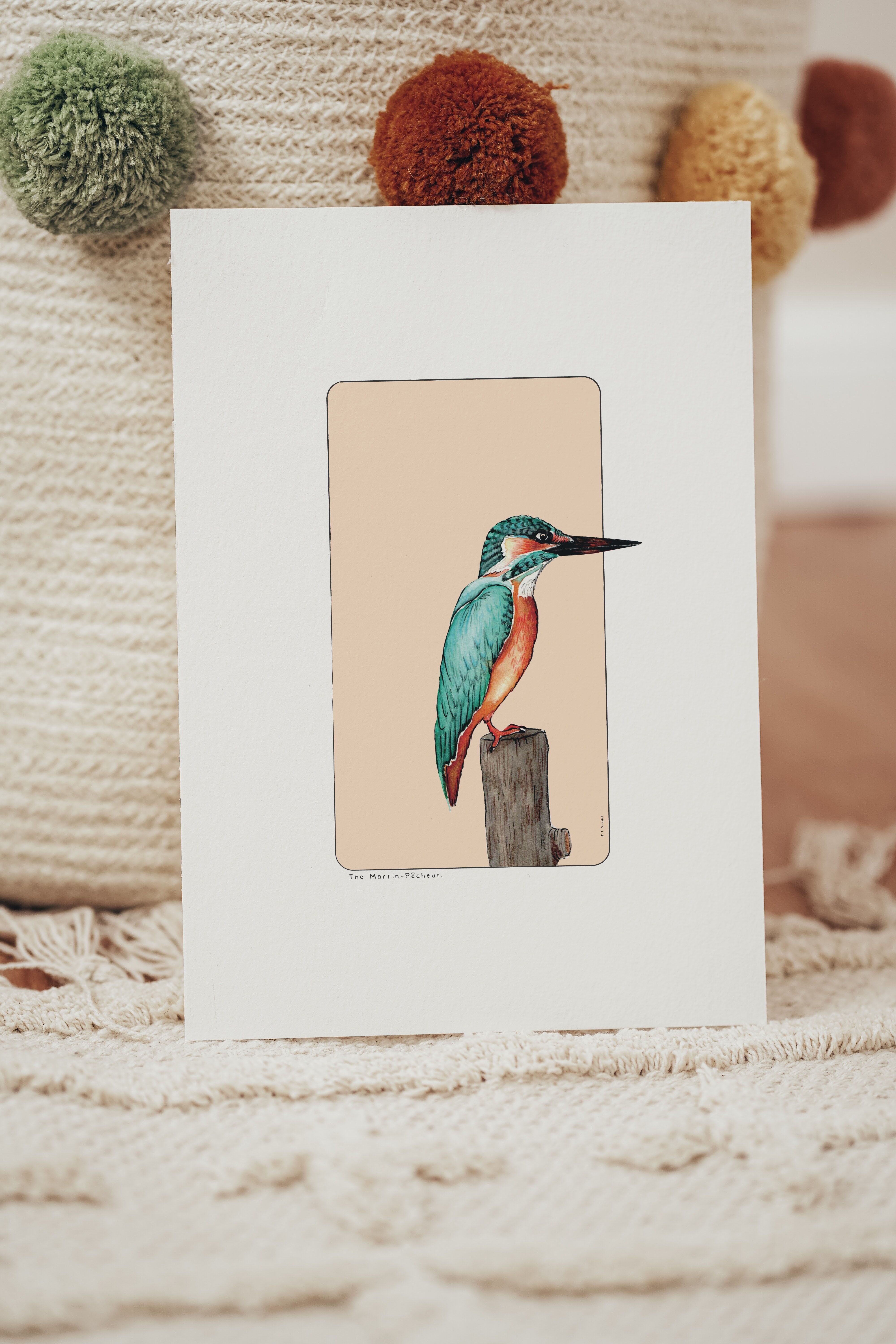 Aquarellpapier Postkarte & Poster - Eisvogel - Wanddekoration - Natur- und Tierillustration - Malerei Kunstdruck