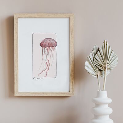 Postal y póster de papel de acuarela - Medusas - Decoración de pared - Ilustración de naturaleza y animales - Pintura de impresión de arte