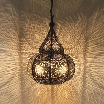 Lampe orientale Taza noire avec chaîne & baldaquin | Suspension de style marocain 8