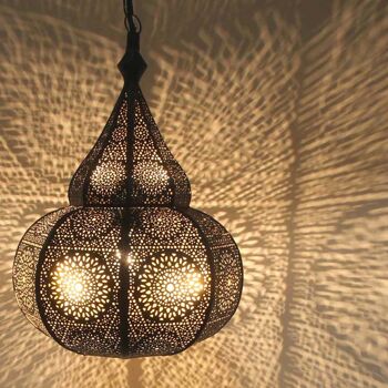 Lampe orientale Taza noire avec chaîne & baldaquin | Suspension de style marocain 9