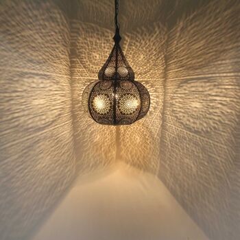 Lampe orientale Taza noire avec chaîne & baldaquin | Suspension de style marocain 2