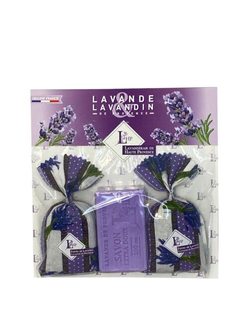 Kit savons et sachets de lavande - 2 sachets de fleurs de lavande & lavandin de Provence & savon