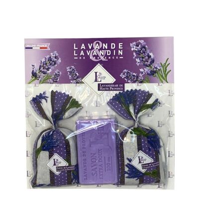 Kit savons et sachets de lavande - 2 sachets de fleurs de lavande & lavandin de Provence & savon