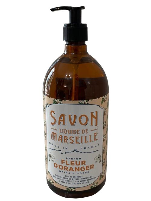 Savon de Marseille liquide 1L - Fleur d'oranger