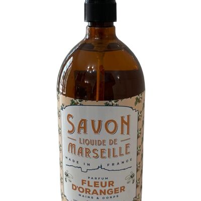 Savon de Marseille liquide 1L - Fleur d'oranger