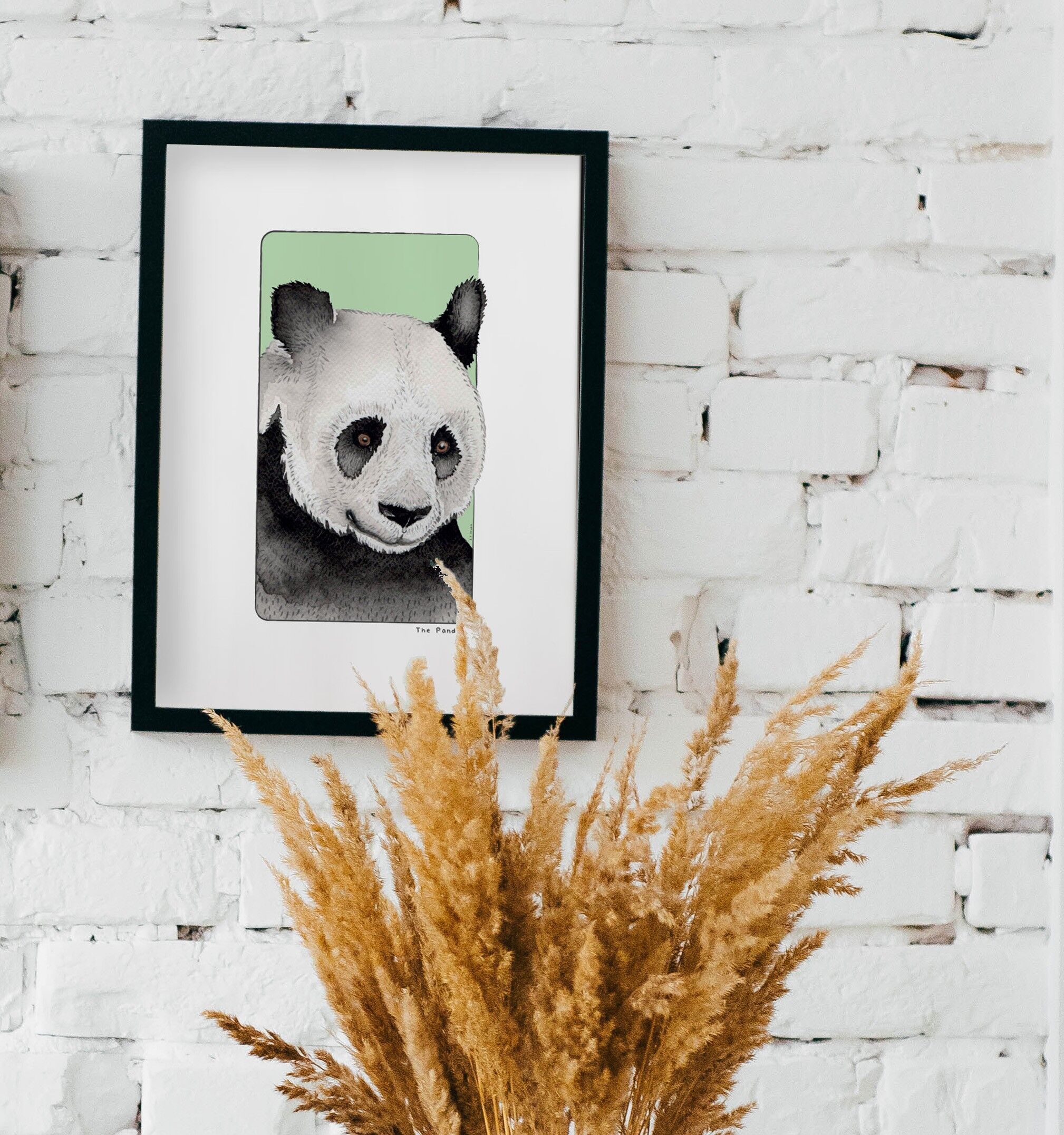 Postal y póster de papel de acuarela - Panda - Decoración de pared - Ilustración de naturaleza y animales - Pintura de impresión de arte