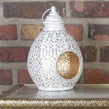 Lanterne orientale Omnia avec poignée en lanterne shabby en or blanc 6