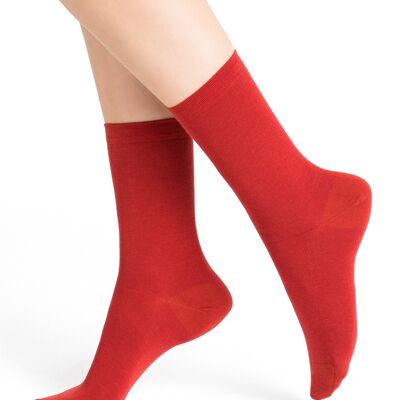 Chaussettes 97% Coton Unies Rouge