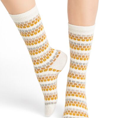 Chaussettes en cachemire nid d'abeilles Beige