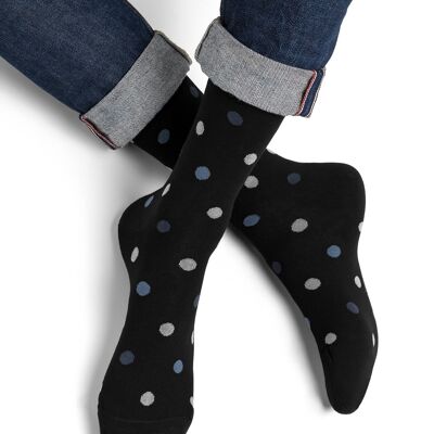 Chaussettes en coton à pois multicolore Noir/gris