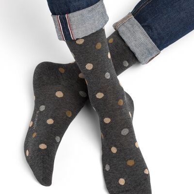 Chaussettes en coton à pois multicolore Anthracite