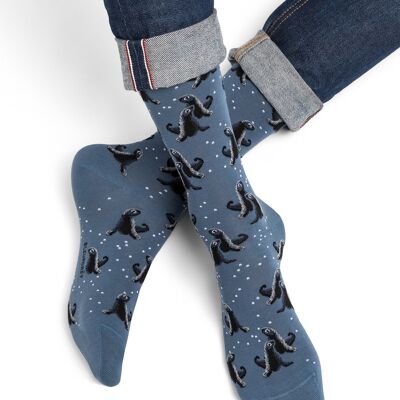 Chaussettes en coton otaries Bleu