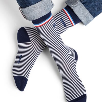 Chaussettes Coton Rayées Bleu et Blanc Bleu/blanc/rouge