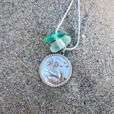 Halskette Island Vibes aus Seeglas Silber