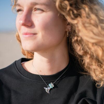 Sea glass Shark Tooth Necklace Silver