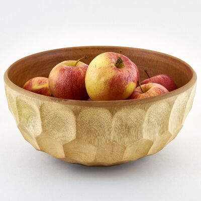 Wooden bowl - fruit bowl - salad bowl - model Sophia - color: natural - (Øxh) 27.5cmx12.5cm