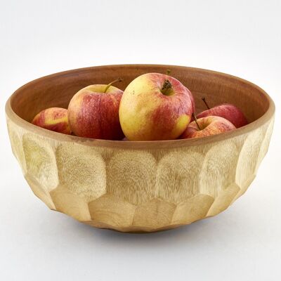 Bol en bois - coupe à fruits - saladier - modèle Sophia - couleur: naturel - (Øxh) 27,5cmx12,5cm