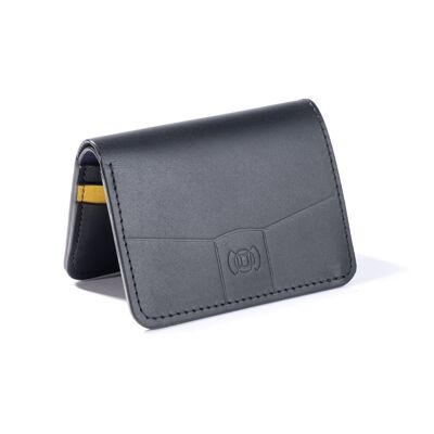 Cartera Arsène de piel negra con interior Amarillo