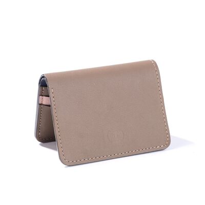 Arsène wallet in Taupe and powder pink leather