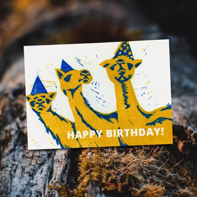 Postkarte "Kamele - Happy Birthday"