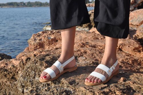 Ancient classic Greek sandals, Summer Flats, Women Shoes - Light brown