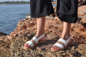Sandales grecques classiques antiques, appartements d'été, chaussures pour femmes - marron clair 1