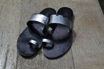 Sandales en cuir noir, ballerines d'été, chaussures femme, cuir 3