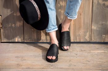 Pantoufles en cuir noir, sandales en cuir, sandales d'été - Black_Ippola Sandal 3