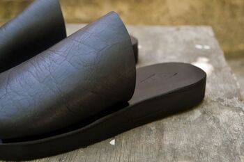 Pantoufles en cuir noir, plateformes d'été, sandales d'été, main - Black_Ippola Sandal 3