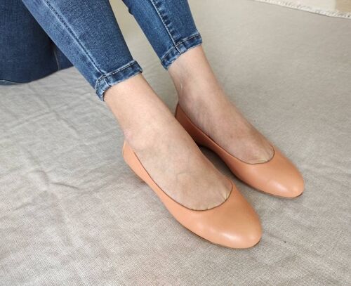 Coral Ballet flats, Leather Ballet Flats ballerinas ballerin - Leather Sole, Rubber Sole