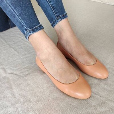 Coral Ballet flats, Leather Ballet Flats ballerinas ballerin - Leather Sole, Rubber Sole