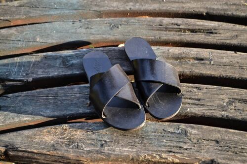 Criss cross sandals, Handmade Leather Sandals, Summer Flats - Brown